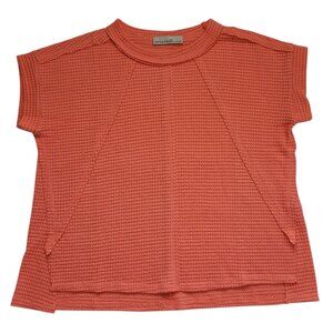 Zenana Coral Waffle Knit Short Sleeve Top Size S/M